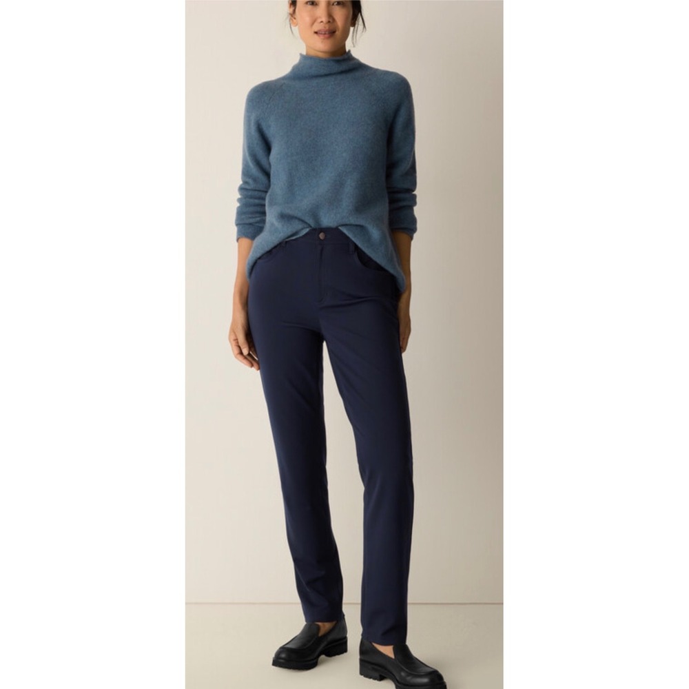 Eileen fisher Washable Flex Ponte Slim Jeans navy blue small P minimalist work